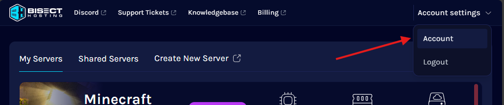 Bisect server list account dropdown