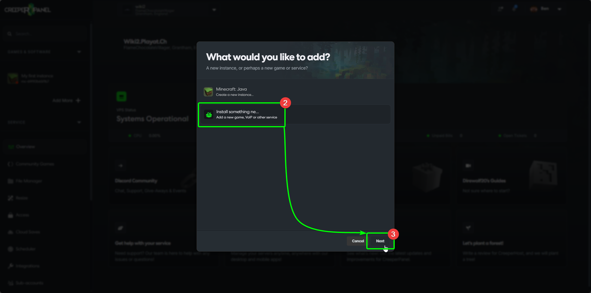 CreeperPanel Install Additional Software Searching