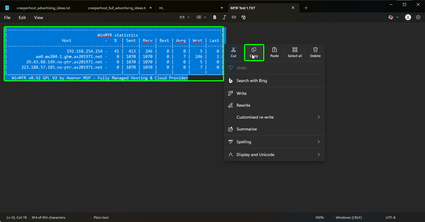Connectivity Test MTR